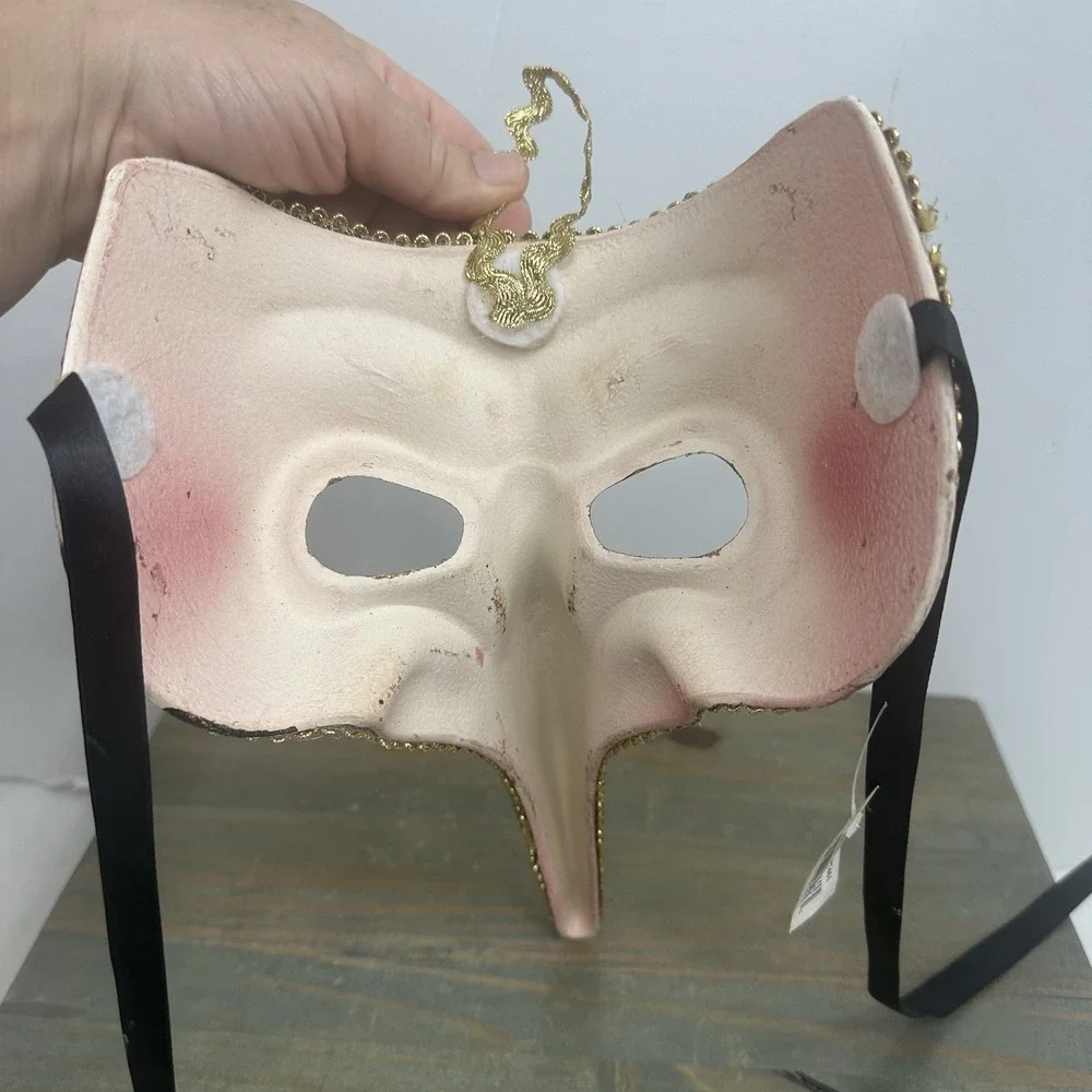 Red Gold Venetian Mardi Gras Nose Mask MASQUERADE CARNIVAL PARTY Music Notes